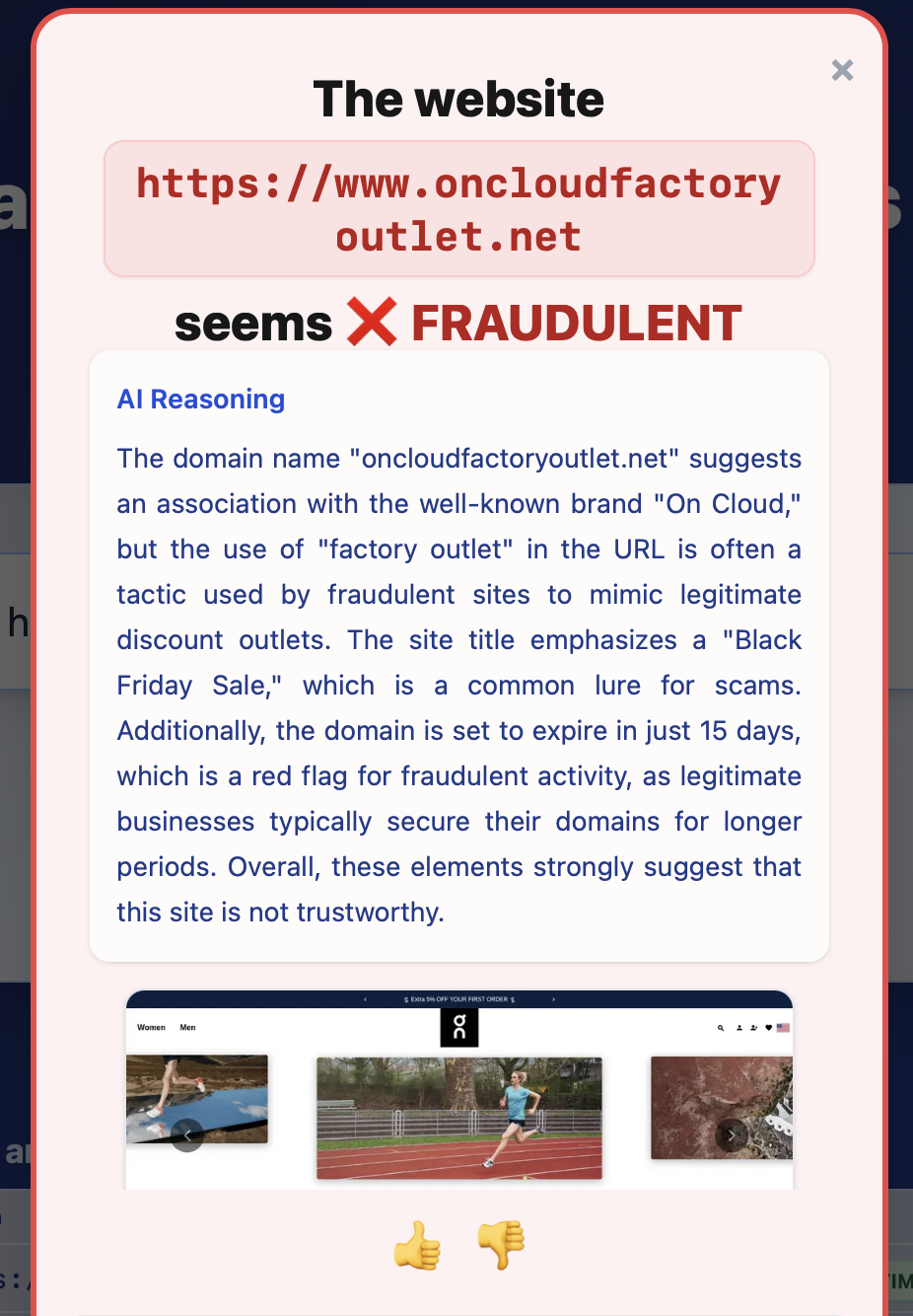 Ejemplo de tienda online falsa detectada