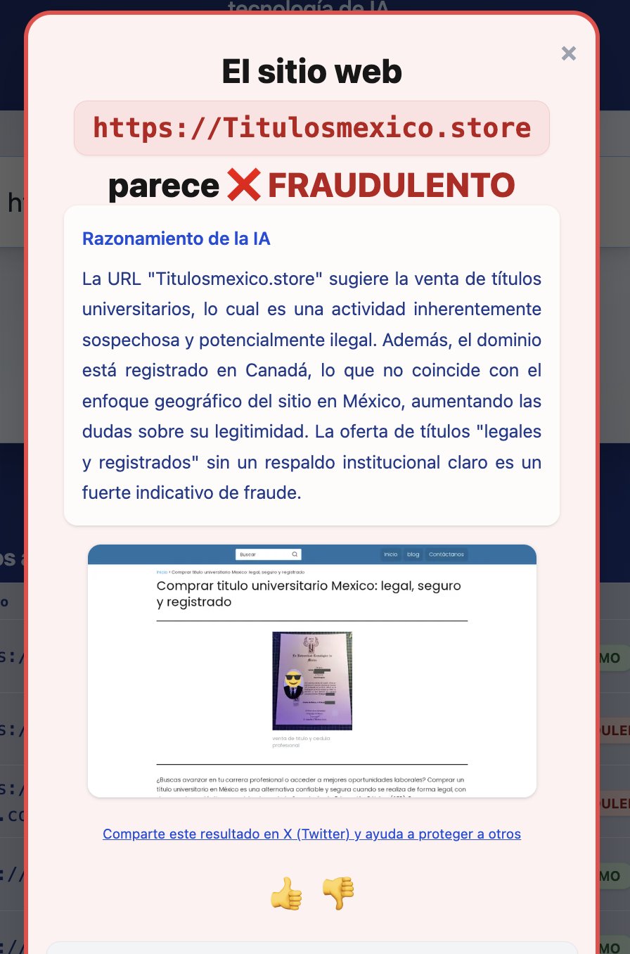 Ejemplo de sitio fraudulento que vende titulos universitariosk